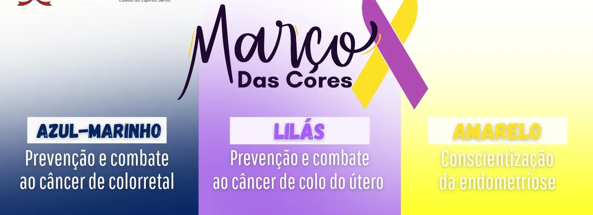 MARÇO LILAS, AMARELO E AZUL MARINHO