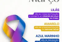 MARÇO LILAS, AMARELO E AZUL MARINHO